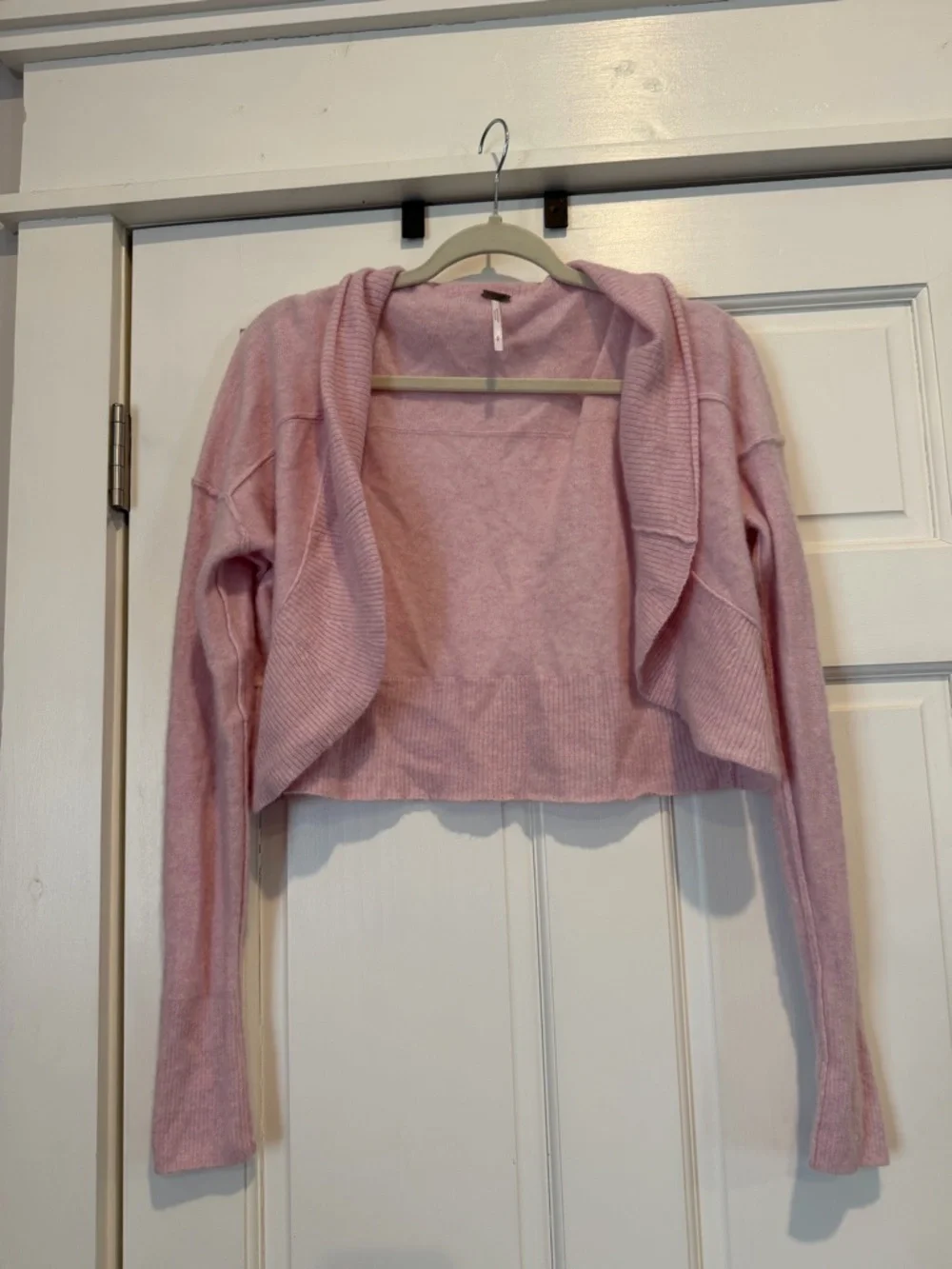 Free People Dusty Pink Cropped Open-Front Cardigan Bolero 100% Cashmere - Picture 1 of 6